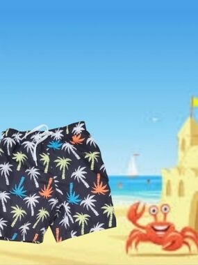 Sol Swim Boy's Palm Tree Print Swim Trunks